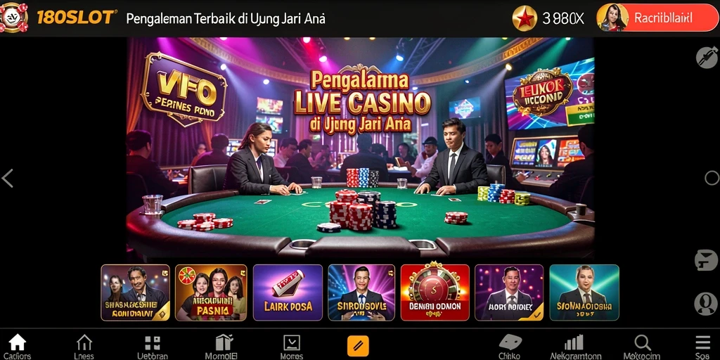 Screenshot gameplay Live Casino di 180SLOT yang mendebarkan.