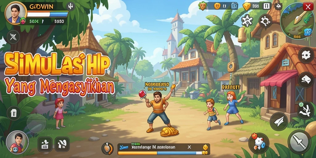 Screenshot GOWIN menunjukkan aksi gameplay yang mendalam dan interaksi karakter.
