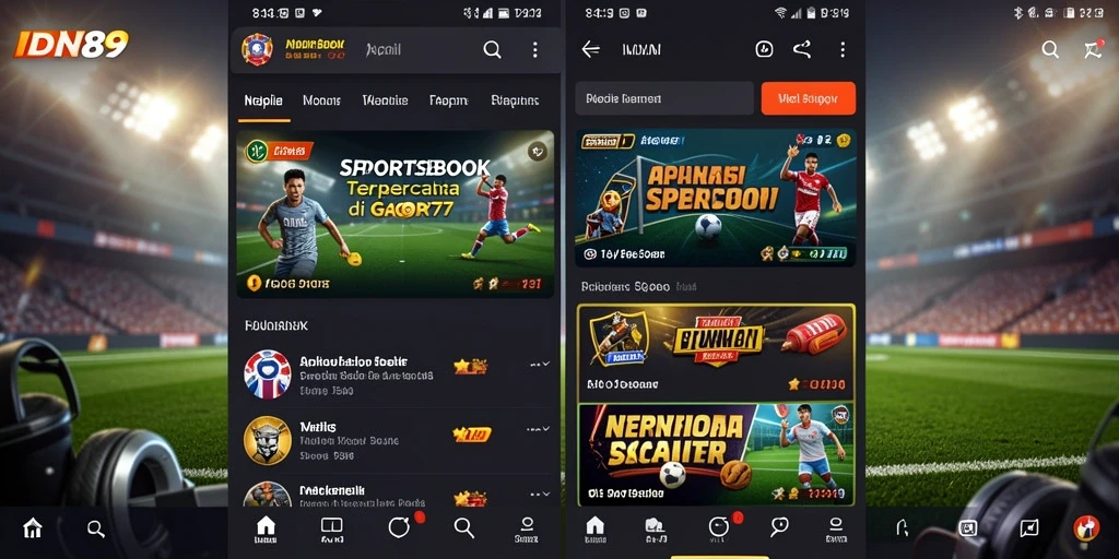 Screenshot IDN89 menunjukkan tampilan antarmuka Sportsbook yang jelas dan menarik.