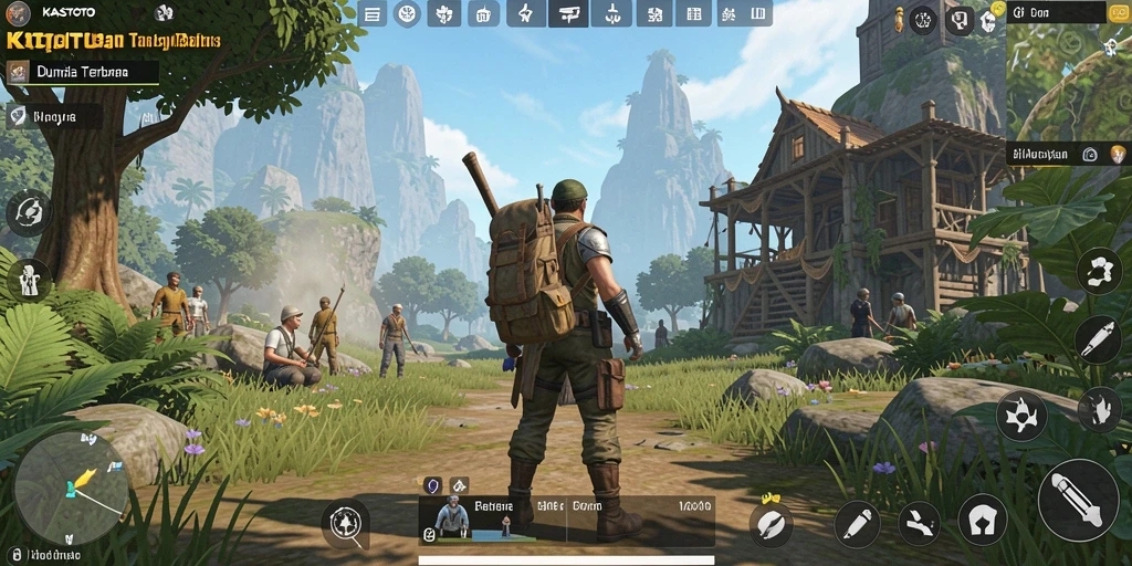 Tangkapan layar gameplay KASTOTO dengan eksplorasi dunia terbuka yang luas.