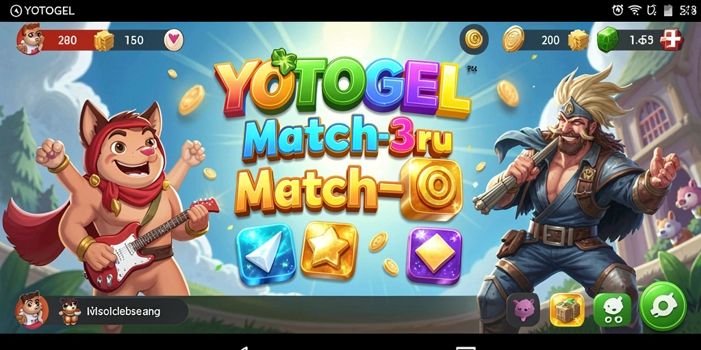 Tampilan gameplay seru YOTOGEL dengan elemen match-3.