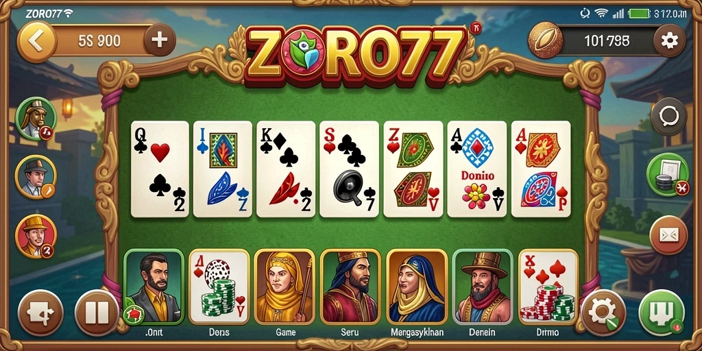 Tampilan gameplay seru dari ZORO77 saat bermain Domino.